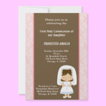 Damask Holy Communion invitations
