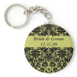 Damask In Black keychains