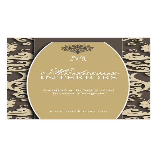 Damask Interior Decorator Business Cards