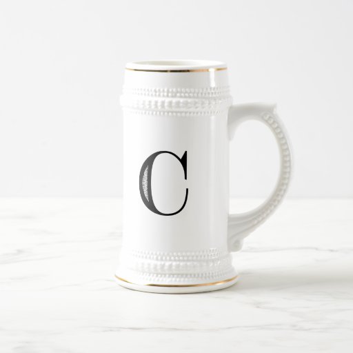 Damask Letter C - Black Coffee Mug