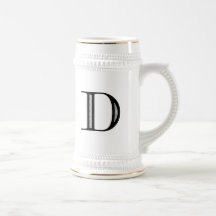 Damask Letter D - Black Coffee Mug