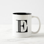 Damask Letter E - Black Coffee Mugs