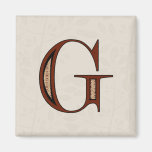 Damask Letter G - Red Magnet