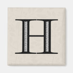 Damask Letter H - Black Magnets