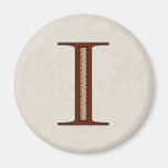 Damask Letter I - Red Refrigerator Magnet