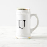 Damask Letter U - Black Mugs