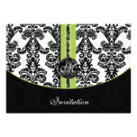 damask lime wedding invitation