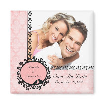 Damask Love Birds Photo Save The Date Magnet
