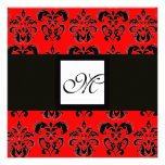 DAMASK MONOGRAM,black and white, red Personalised Announcement