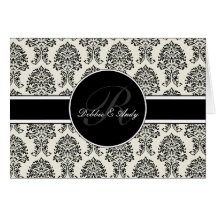 Damask Monogram Wedding Cards