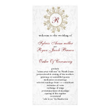 Damask MONOGRAM Wedding program Custom Rack Cards