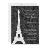 Damask Paris Wedding Invitation (black)