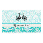 Damask Pattern Bicycle; Teal Business Card Templates