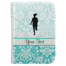 Damask Pattern; Girl Running Kindle Keyboard Cases