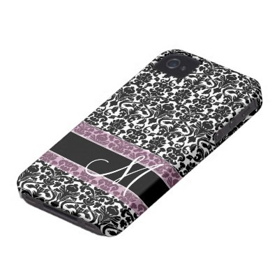 Damask Pattern with Monogram Iphone 4 Case-mate Cases