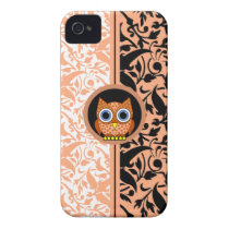 damask pattern with owl iPhone 4/4S case Iphone 4 Cover