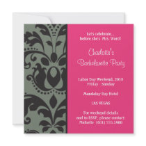 damask pink; bachelorette