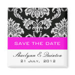 Damask Pink Save the Date Wedding Announcement magnets