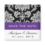 Damask Purple Save the Date Wedding Announcement magnets