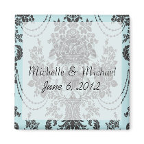 damask roses light blue and black.ai fridge magnets