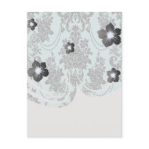 damask roses light blue and black.ai post card
