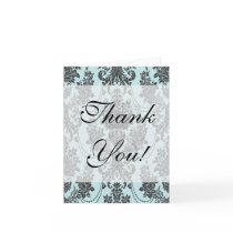 damask roses light blue and black card