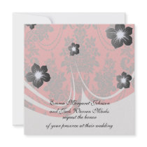 damask roses red and black custom invitation