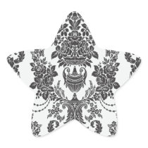 damask roses white and black.ai star stickers