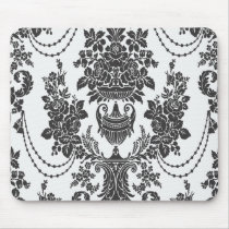 damask roses white and black mousemats