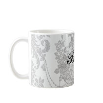 damask roses white and black mugs