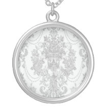 damask roses white and black jewelry