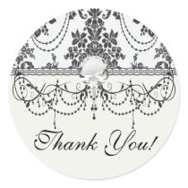 damask roses white and black sticker