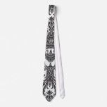 damask roses white and black tie
