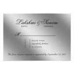 Damask RSVP Wedding Reply Sparkle Orange Silver Personalized Invite