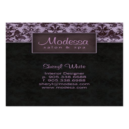 Damask Salon Spa Appointment Card Purple Business Card Templates