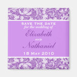 Damask Save the Date Magnet in Purple