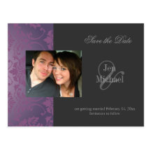 Damask Save the Date Photo postcards,