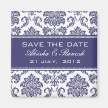 Damask Save the Date Wedding Announcement Refrigerator Magnet