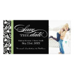 Damask  Save The Date with Green Accent Colour Custom Photo Card