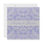 Damask Scroll Ribbon Blue Wedding Invitation