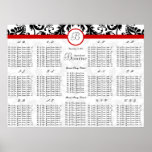 Damask Seating Chart Table Numbers - Alphabetical