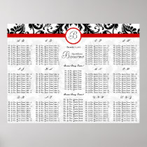 Damask Seating Chart Table Numbers - Alphabetical