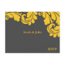 Damask Slate Grey and Strong Yellow RSVP Post Card