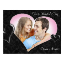 Damask Special Hearts with Your Photo - Postcard