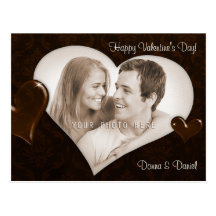 Damask Special Hearts with Your Photo - Postcard