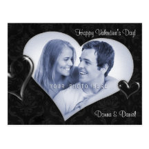 Damask Special Hearts with Your Photo - Postcard