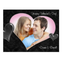Damask Special Hearts with Your Photo - Postcard