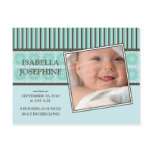 Damask & Stripes Aqua Baby Birth Announcement