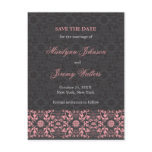 Damask Swirls Lace Charcoal Save The Date Postcard