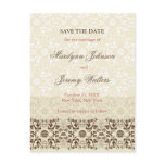 Damask Swirls Lace Coffee Save The Date Postcard